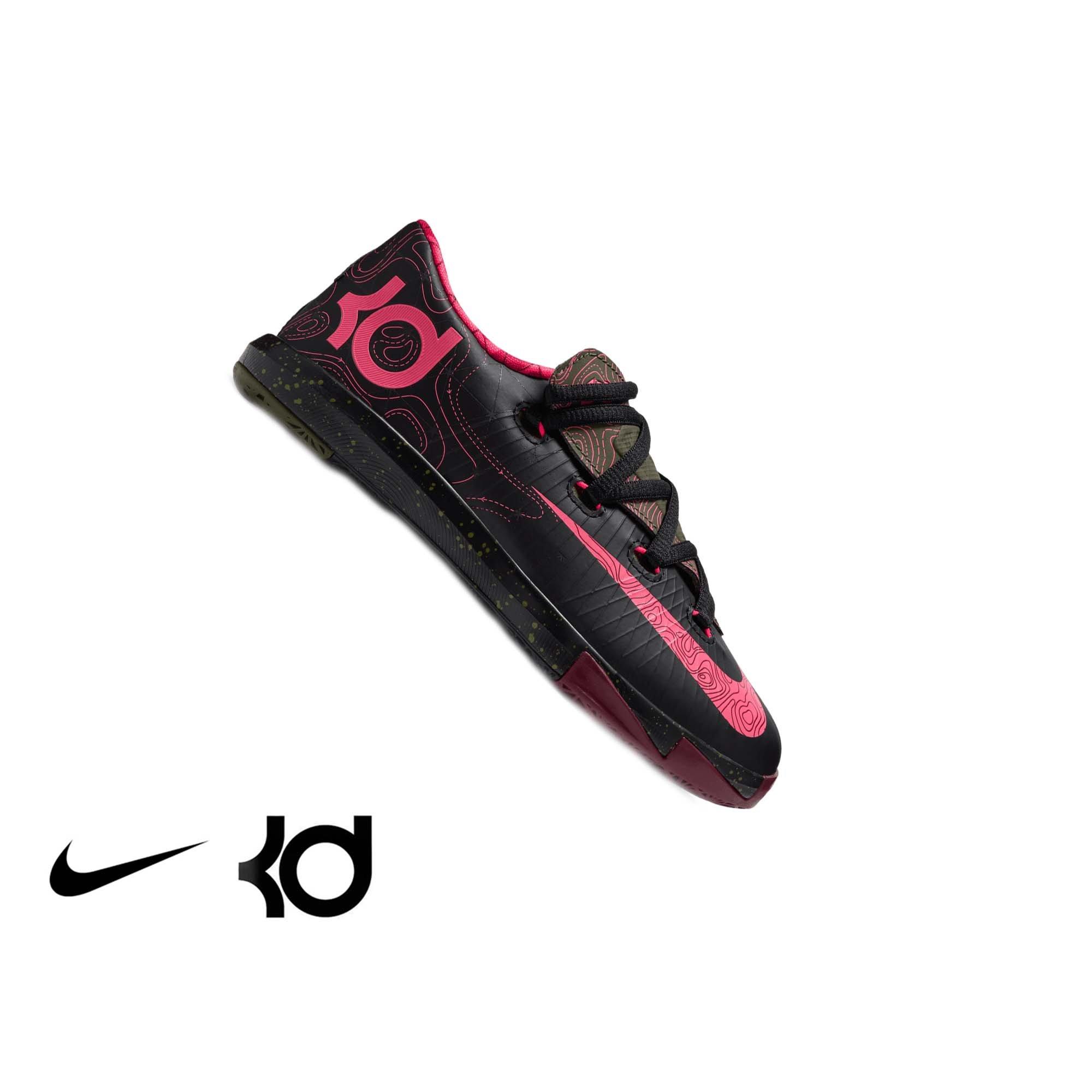 Nike KD 6 "Meteorology" Preschool Kids' Shoe - BLACK/ATOMIC RED/MEDIUM OLIVE/NOBLE RED